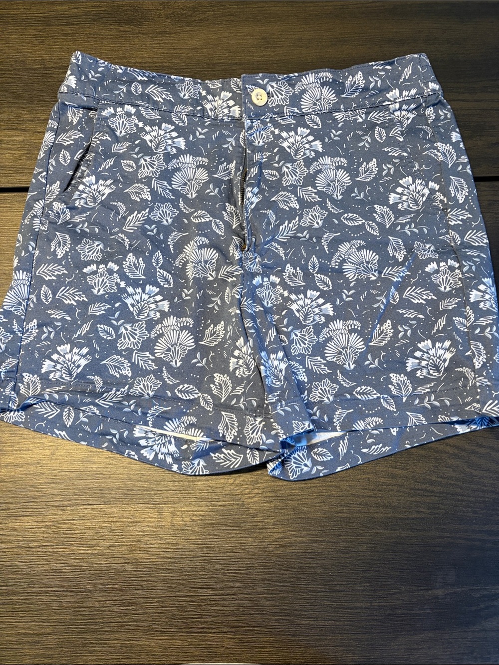 JACHS Girlfriend Navy Blue Floral Print Bermuda Shorts